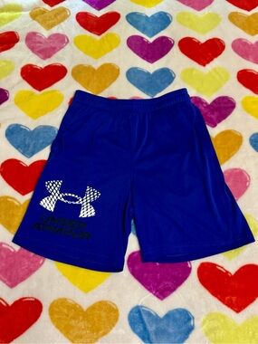 Under Armour Boy’s Royal Blue Athletic Shorts with White Logo